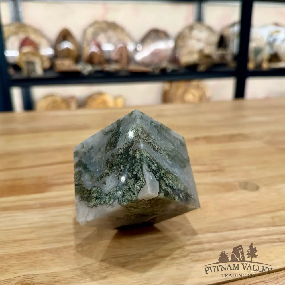 Reserve Green Moss Agate Standing Cube Cube