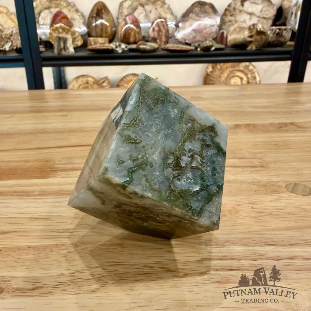 Reserve Green Moss Agate Standing Cube Cube