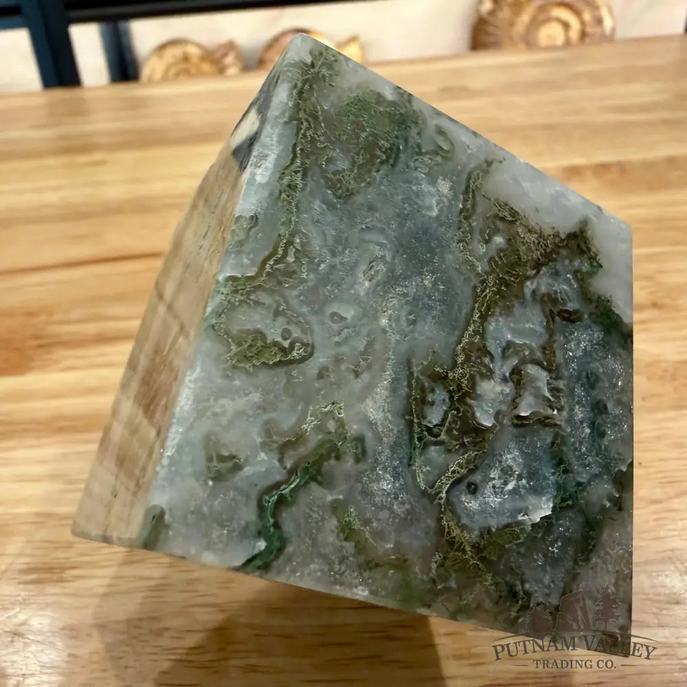 Reserve Green Moss Agate Standing Cube Cube