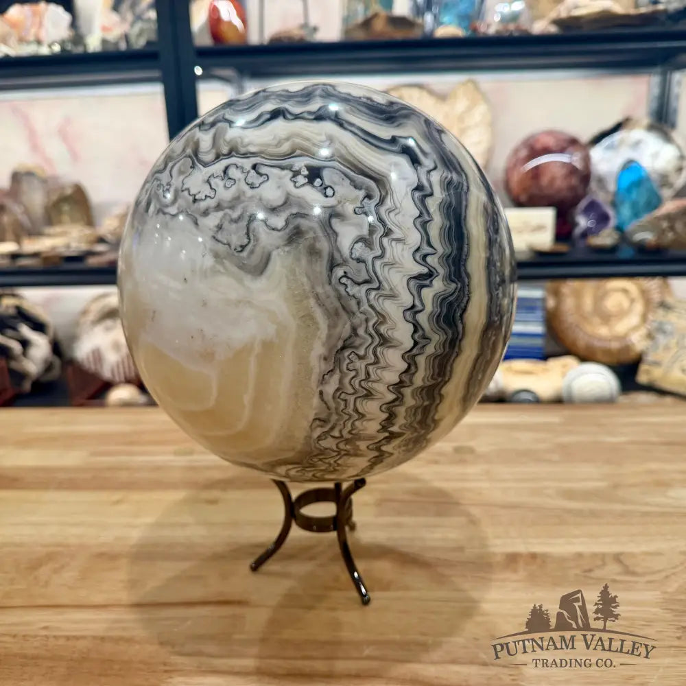 Reserve Mexican Zebra Calcite Sphere 8.5’’ - Sphere