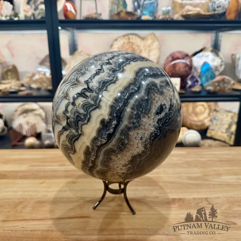 Reserve Mexican Zebra Calcite Sphere 8.5’’ - Sphere