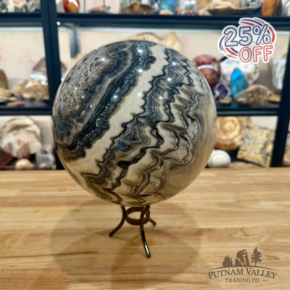 Reserve Mexican Zebra Calcite Sphere 8.5’’ - Sphere