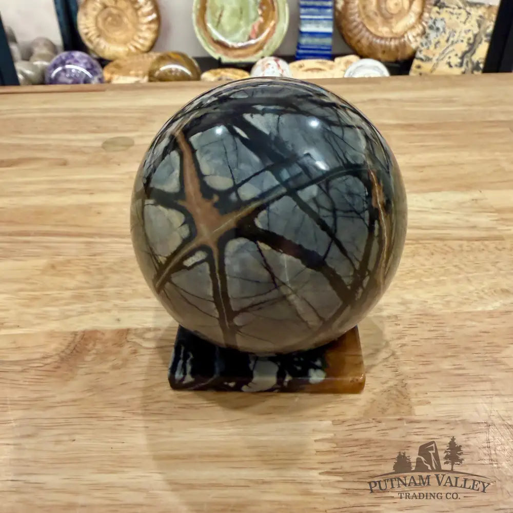 Reserve Utah Picasso Marble Sphere + Matching Stand 3.35’’ - Sphere