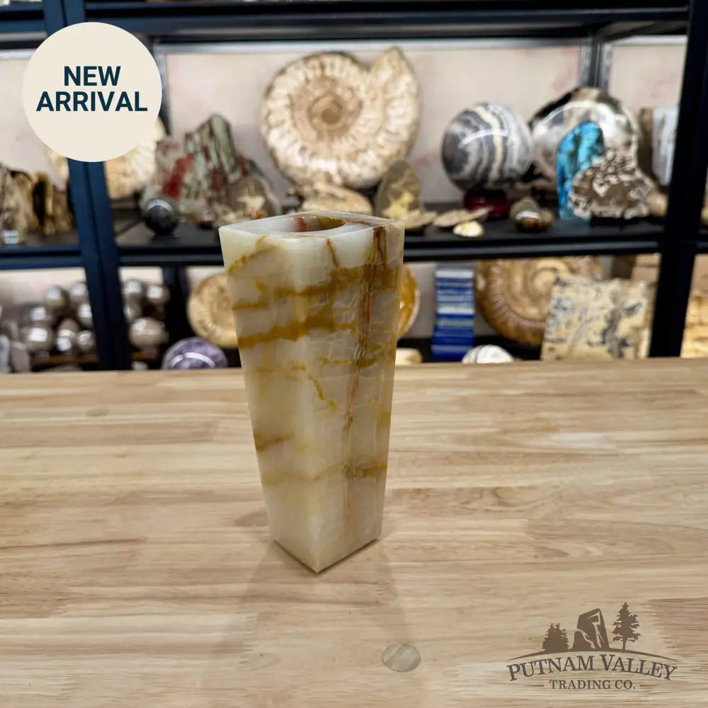 Reserve White Banded Calcite Square Vase - Vase