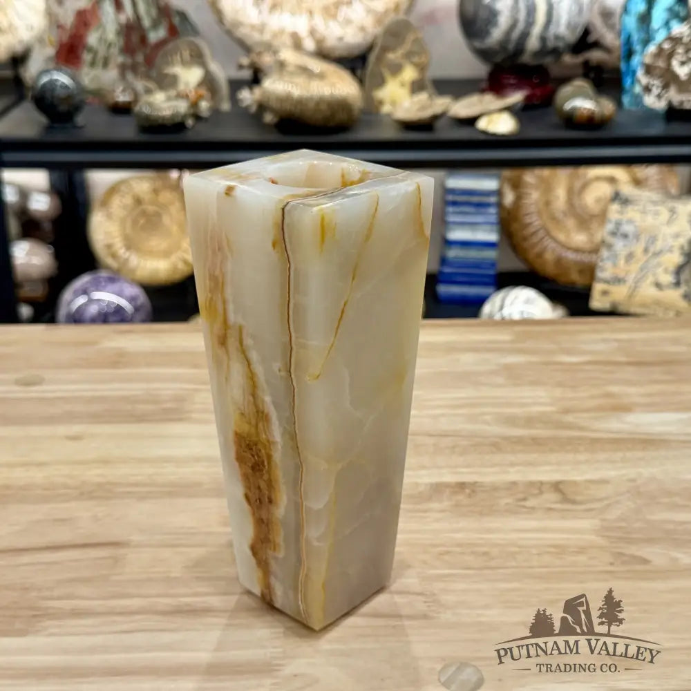 Reserve White Banded Calcite Square Vase - Vase