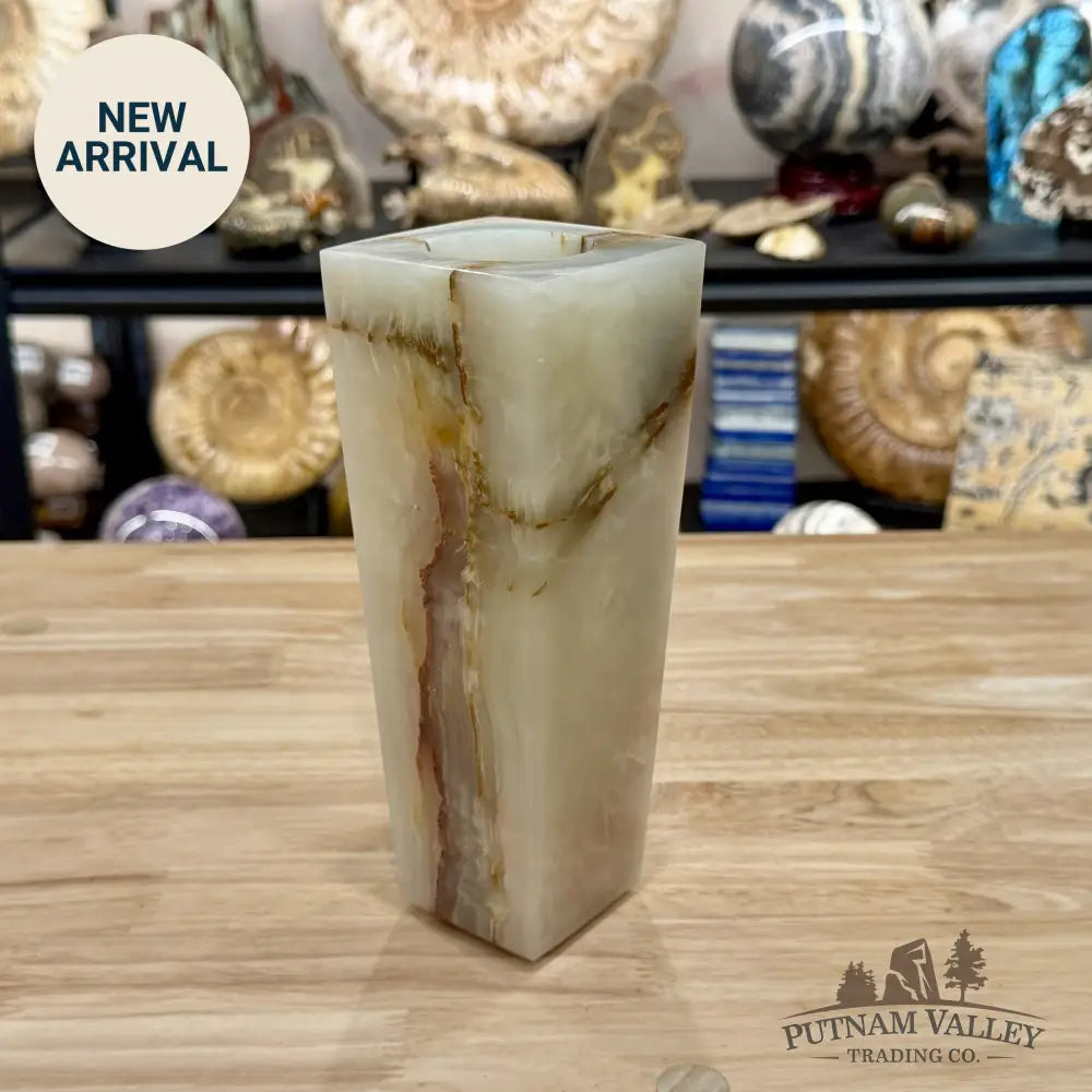 Reserve White Banded Calcite Square Vase - Vase