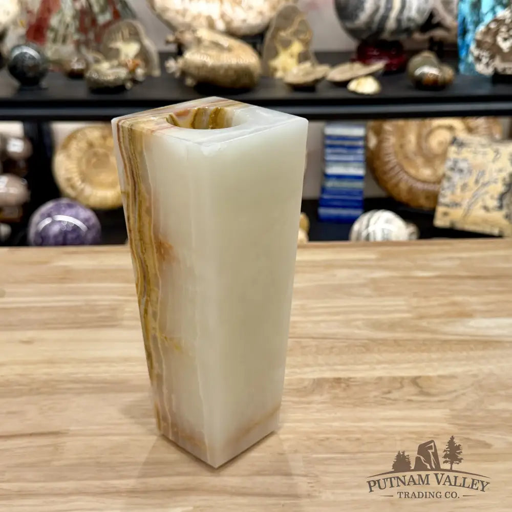 Reserve White Banded Calcite Square Vase - Vase
