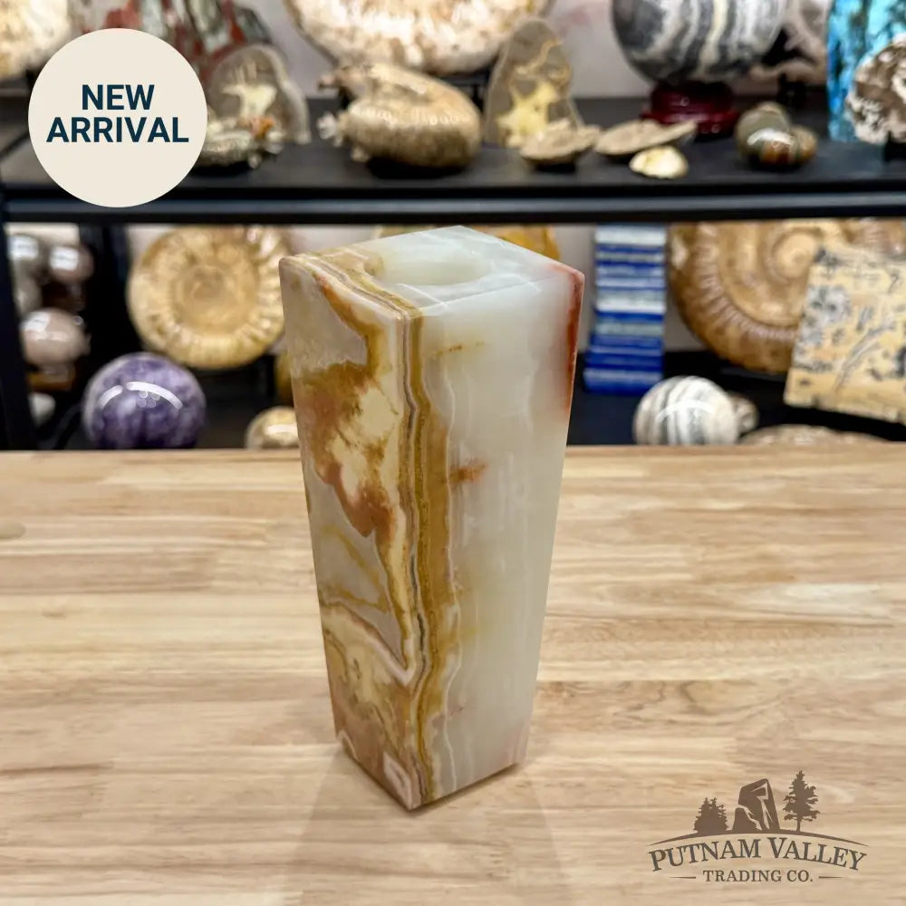 Reserve White Banded Calcite Square Vase - Vase