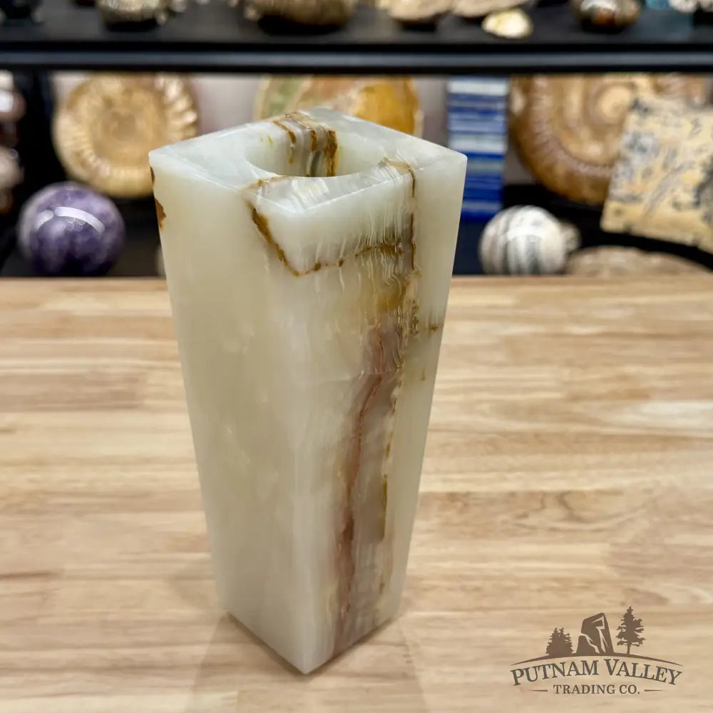 Reserve White Banded Calcite Square Vase - Vase