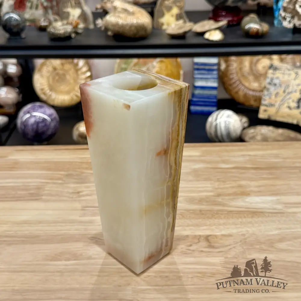 Reserve White Banded Calcite Square Vase - Vase