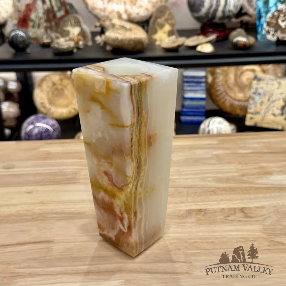 Reserve White Banded Calcite Square Vase - Vase
