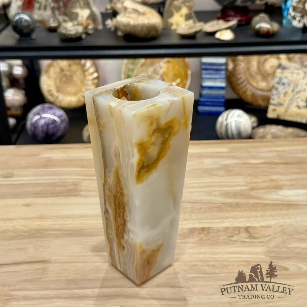 Reserve White Banded Calcite Square Vase - Vase