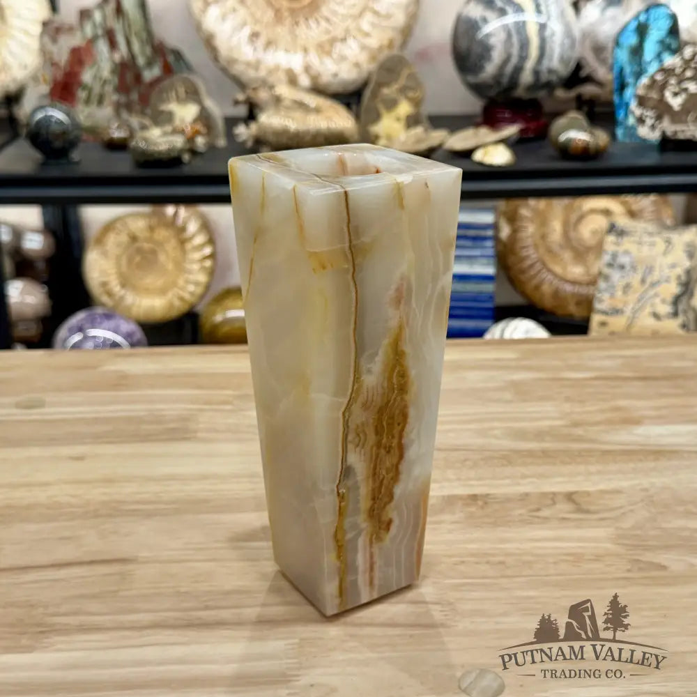 Reserve White Banded Calcite Square Vase - Vase