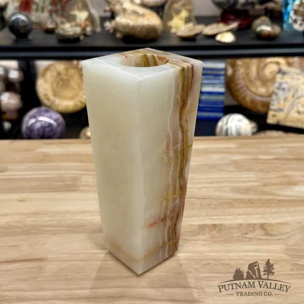 Reserve White Banded Calcite Square Vase - Vase