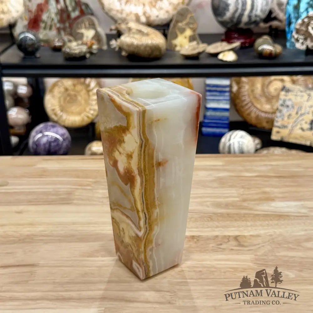 Reserve White Banded Calcite Square Vase - Vase