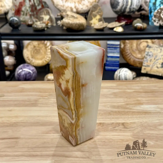 Reserve White Banded Calcite Square Vase - Vase