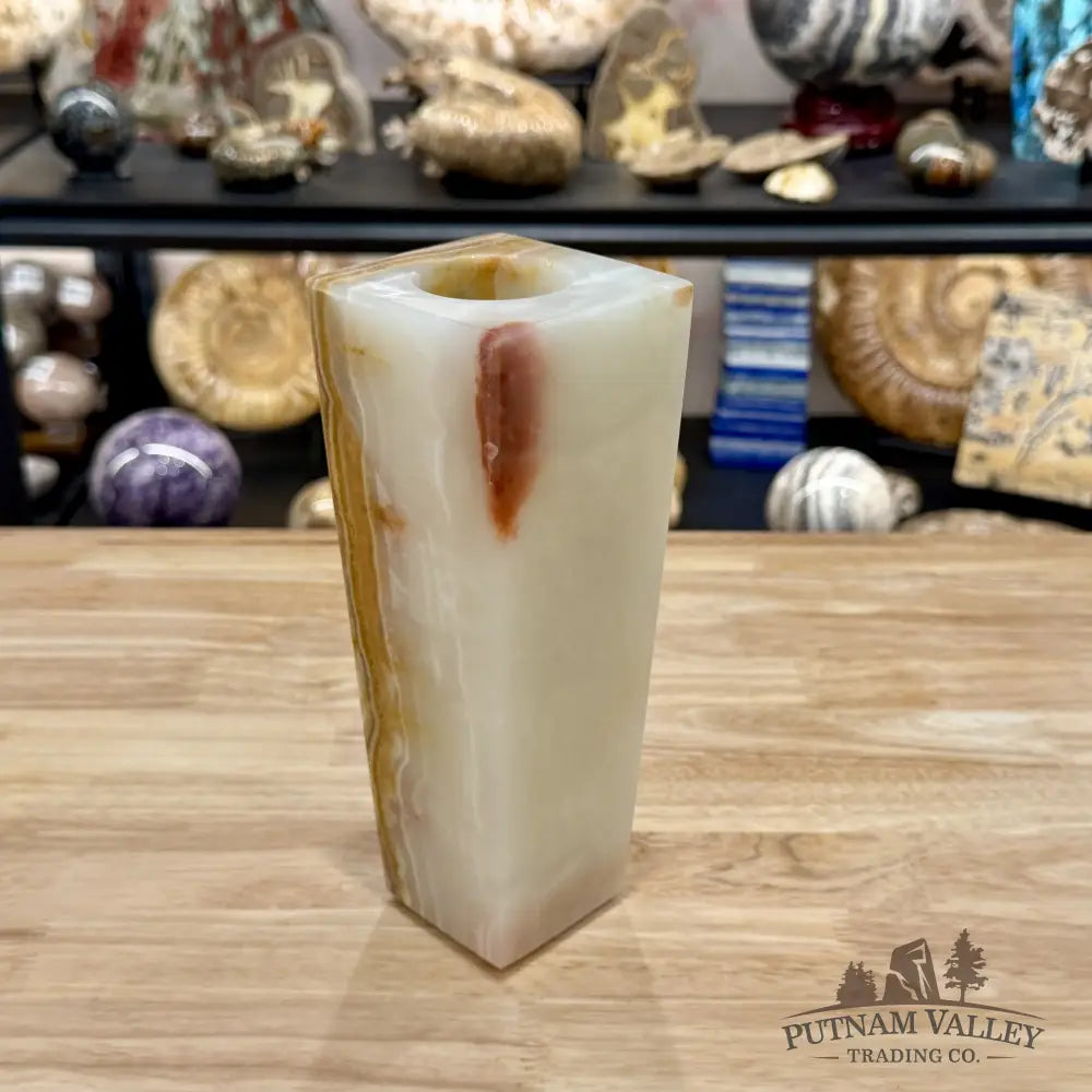 Reserve White Banded Calcite Square Vase - Vase