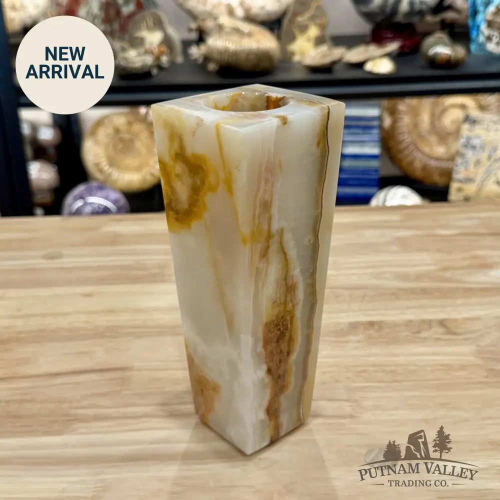 Reserve White Banded Calcite Square Vase - Vase