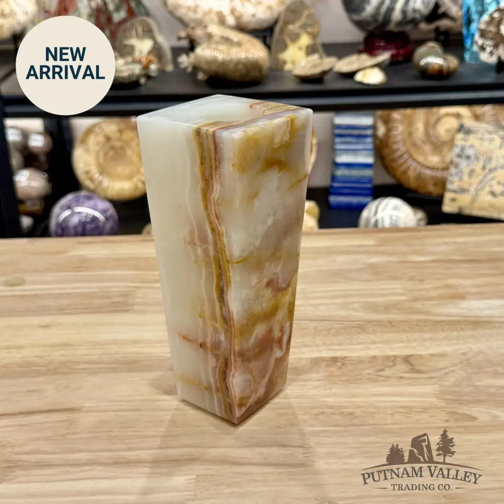 Reserve White Banded Calcite Square Vase - Vase