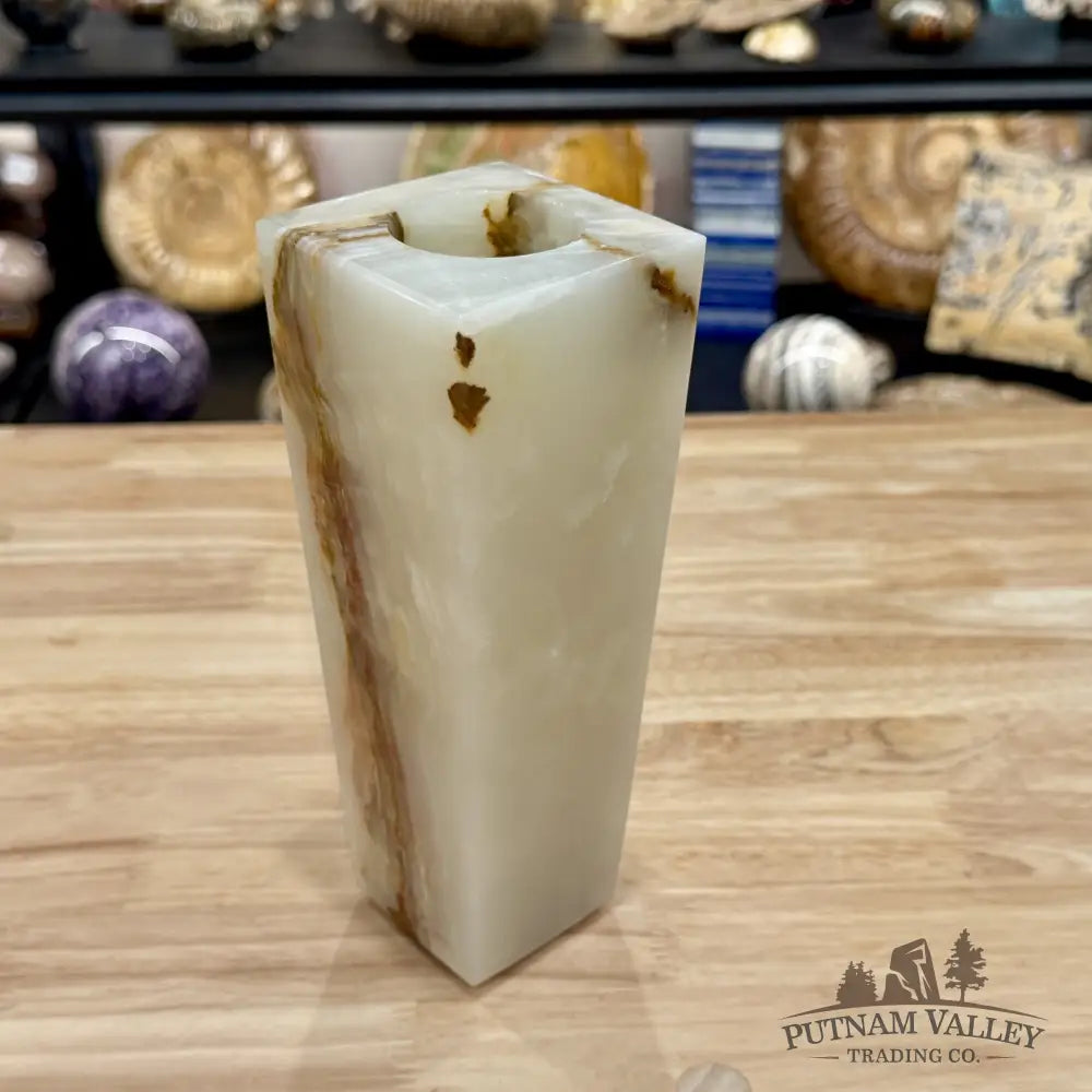 Reserve White Banded Calcite Square Vase - Vase