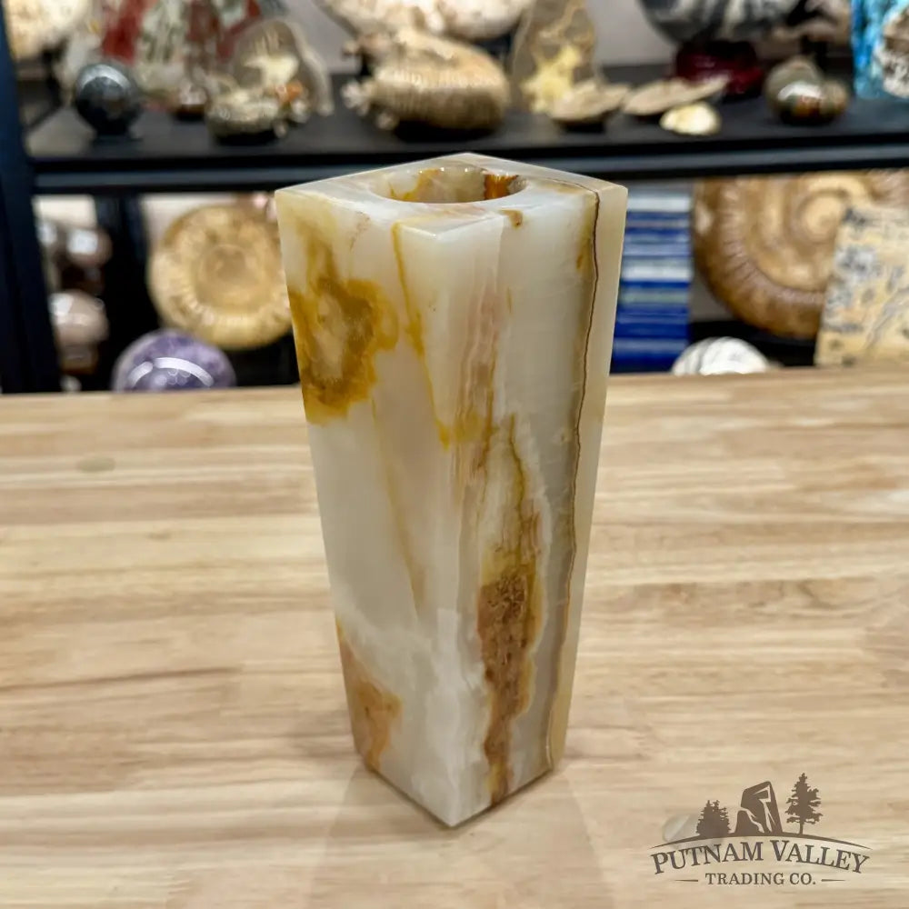 Reserve White Banded Calcite Square Vase - Vase