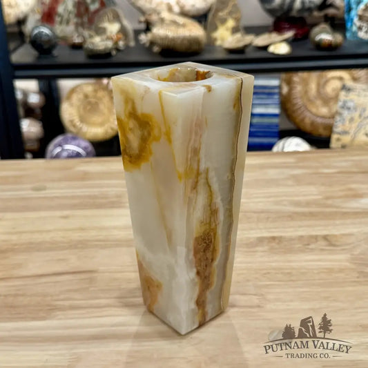 Reserve White Banded Calcite Square Vase - Vase