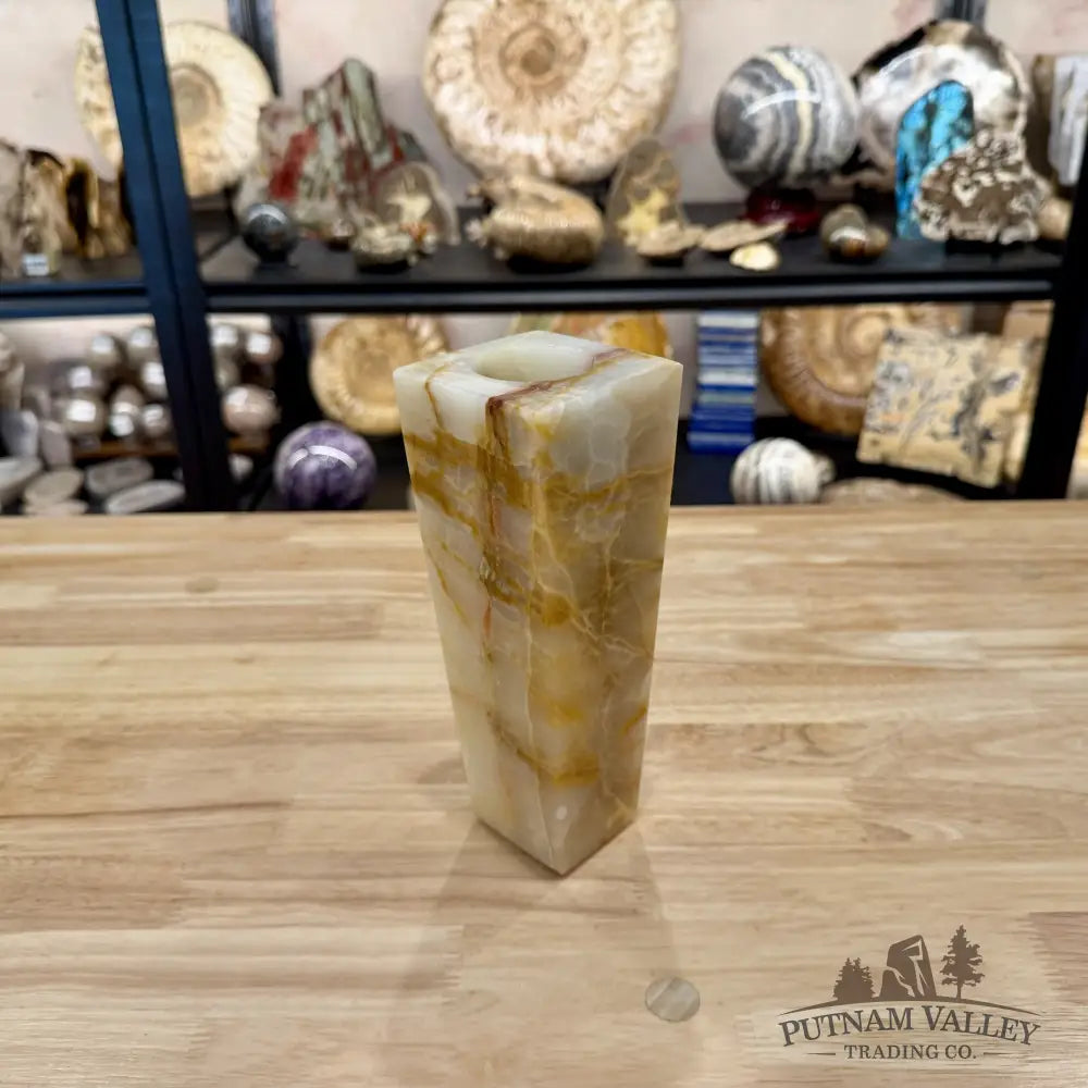Reserve White Banded Calcite Square Vase - Vase