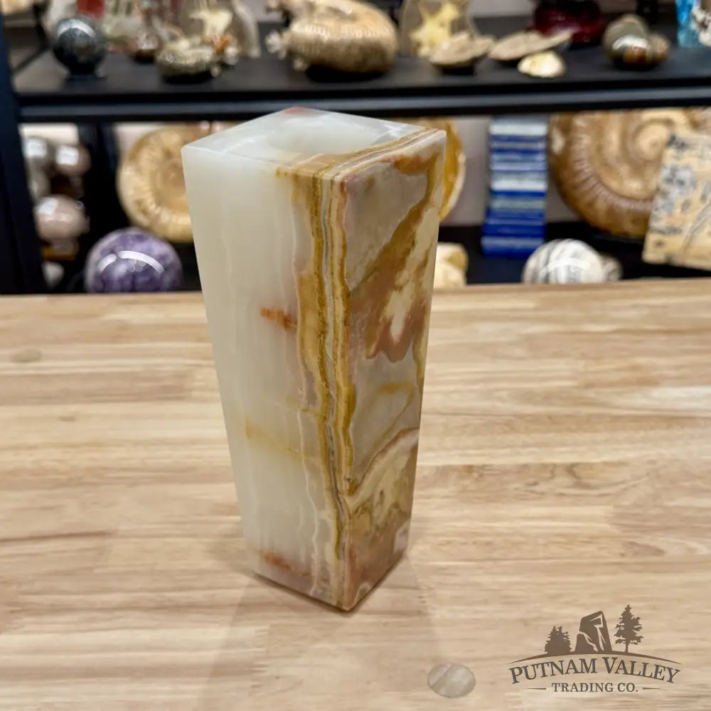 Reserve White Banded Calcite Square Vase - Vase