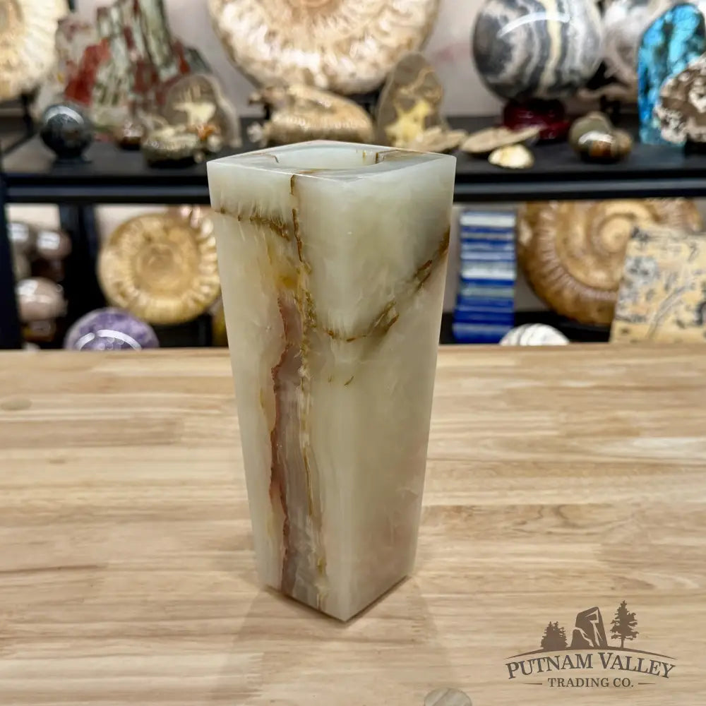 Reserve White Banded Calcite Square Vase - Vase