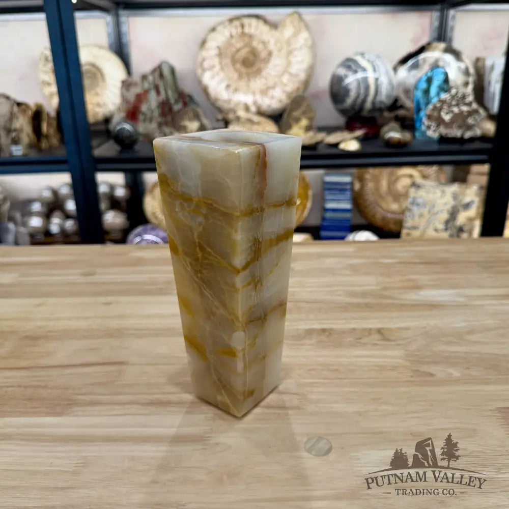 Reserve White Banded Calcite Square Vase - Vase