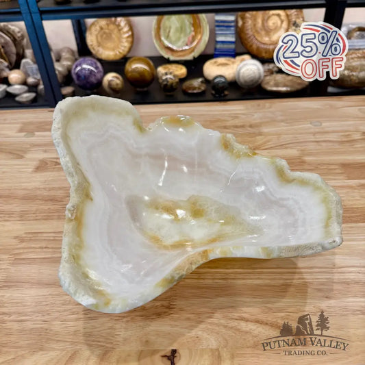 White Mexican Onyx Rustic Bowl 12.75’’ - Bowl