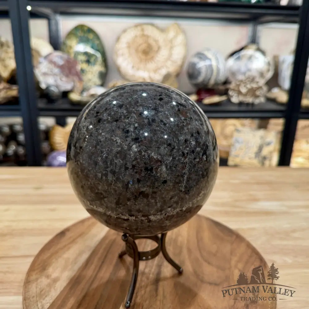 Reserve Yooperlite + Hematite Sphere 5.68’’, UV Reactive Glow - Sphere