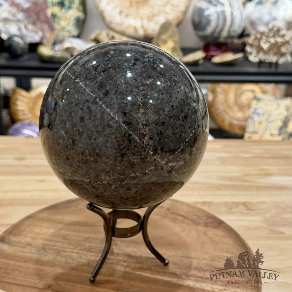 Reserve Yooperlite + Hematite Sphere 5.97’’, UV Reactive Glow - Sphere