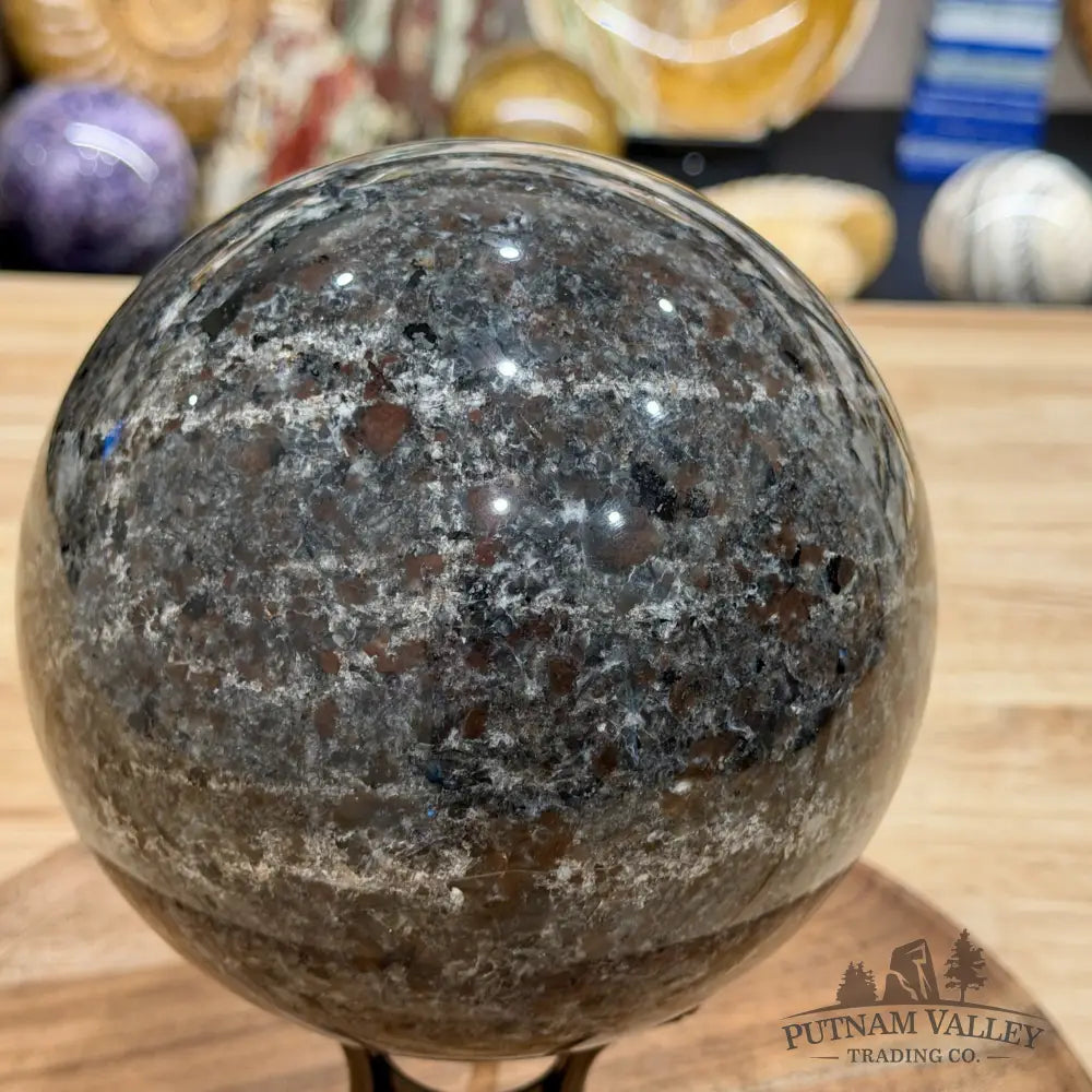 Reserve Yooperlite + Hematite Sphere 5.97’’, UV Reactive Glow - Sphere