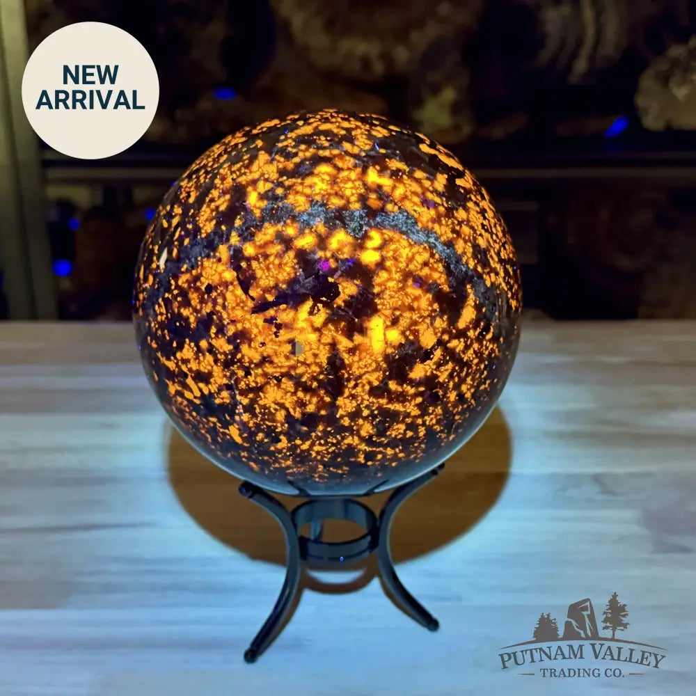 Reserve Yooperlite + Hematite Sphere 5.97’’, UV Reactive Glow - Sphere