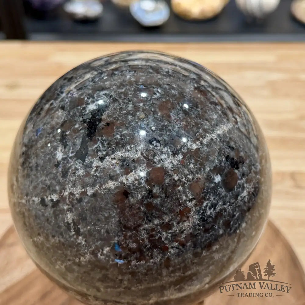 Reserve Yooperlite + Hematite Sphere 5.97’’, UV Reactive Glow - Sphere