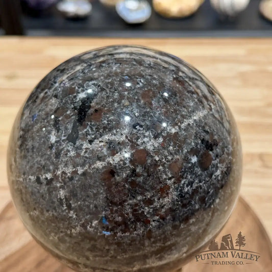 Reserve Yooperlite + Hematite Sphere 5.97’’, UV Reactive Glow - Sphere