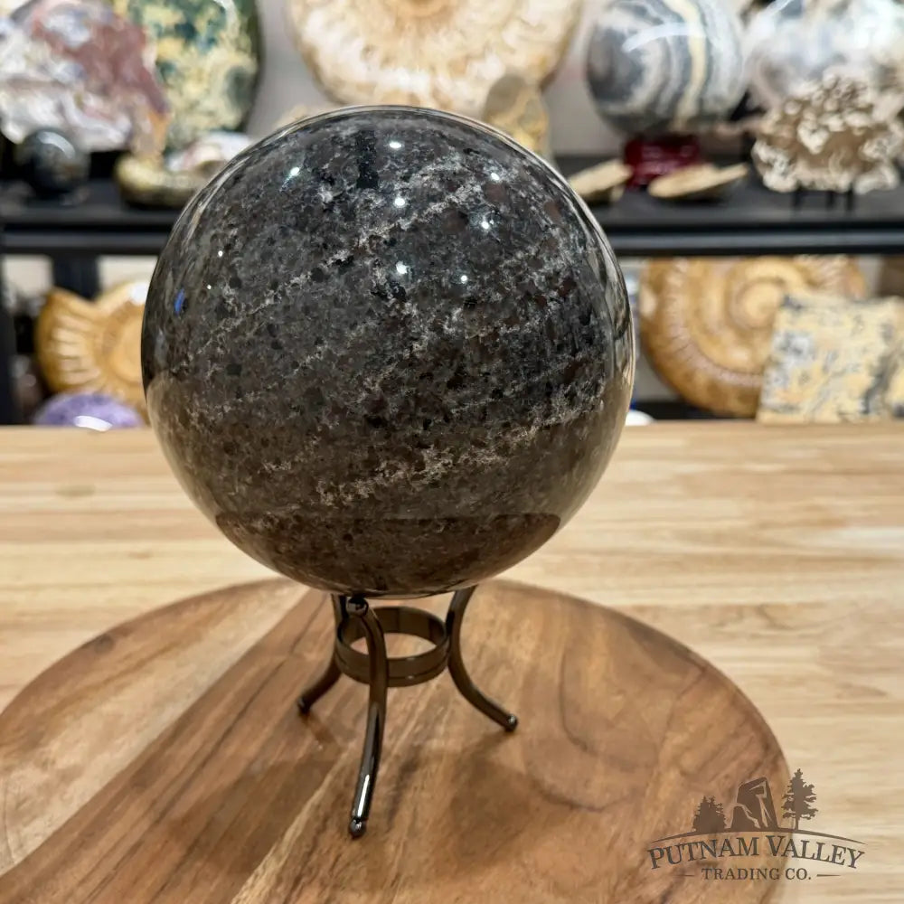 Reserve Yooperlite + Hematite Sphere 5.97’’, UV Reactive Glow - Sphere