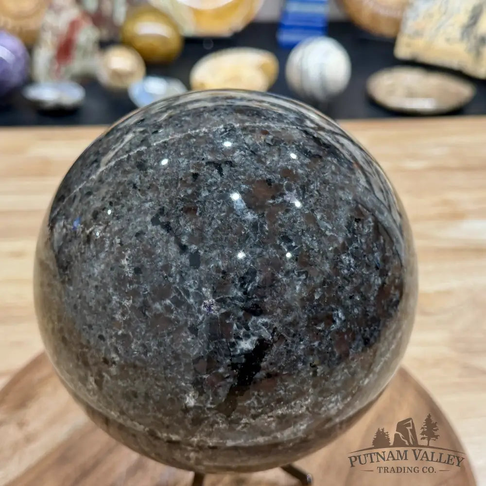 Reserve Yooperlite + Hematite Sphere 5.97’’, UV Reactive Glow - Sphere