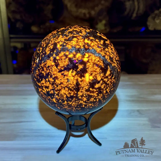 Reserve Yooperlite + Hematite Sphere 5.97’’, UV Reactive Glow - Sphere