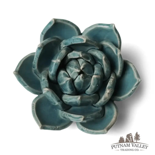 Ceramic Flower Wall Art Succulent Teal 11 Accent