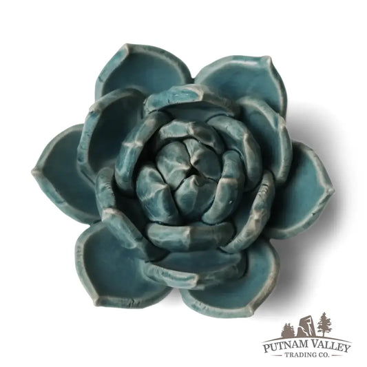 Ceramic Flower Wall Art Succulent Teal 11 Accent