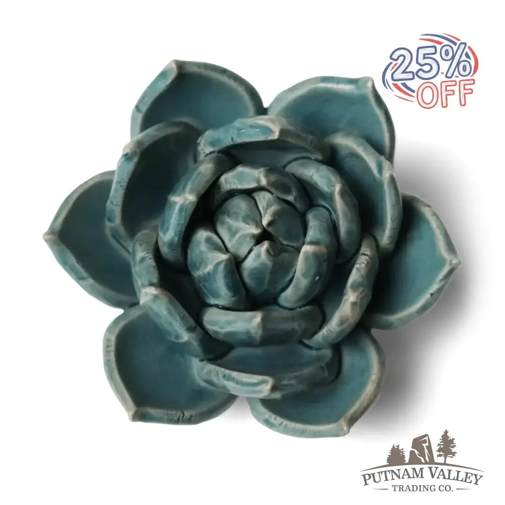 Ceramic Flower Wall Art Succulent Teal 11 Accent