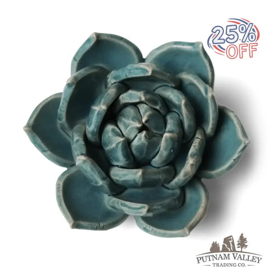 Ceramic Flower Wall Art Succulent Teal 11 Accent