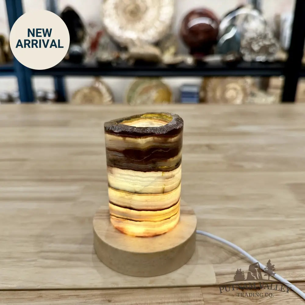 Slim Banded Calcite Rustic Lamp 4’’ - Lamp