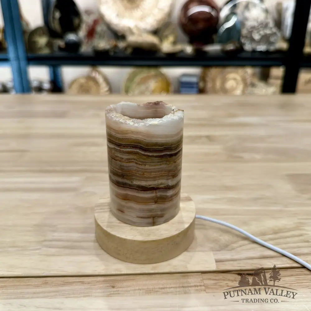 Slim Banded Calcite Rustic Lamp 4’’ - Lamp