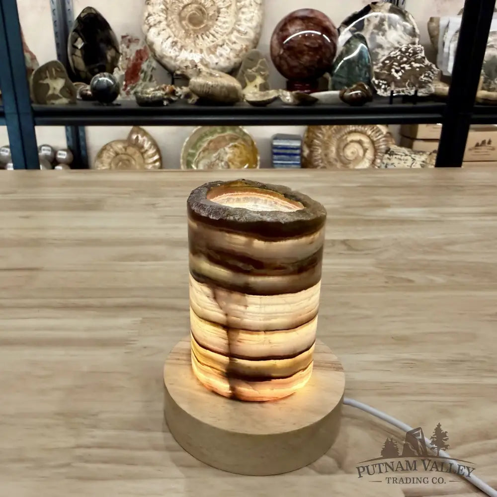Slim Banded Calcite Rustic Lamp 4’’ - Lamp