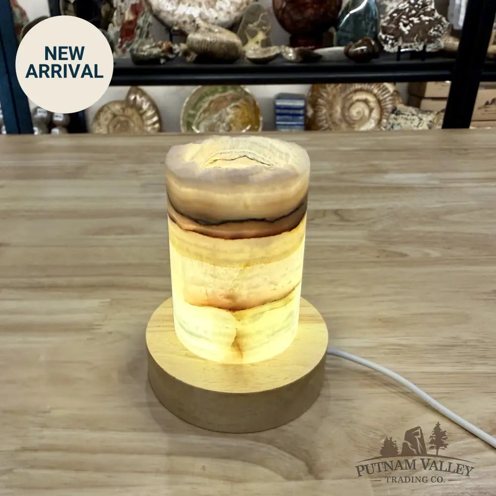 Slim Banded Calcite Rustic Lamp 4’’ - Lamp