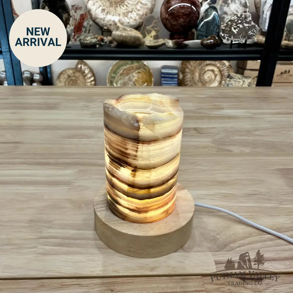 Slim Banded Calcite Rustic Lamp 4’’ - Lamp
