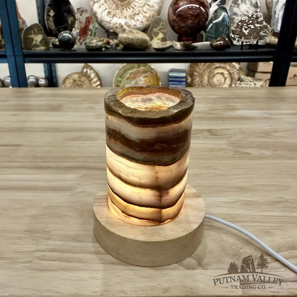 Slim Banded Calcite Rustic Lamp 4’’ - Lamp